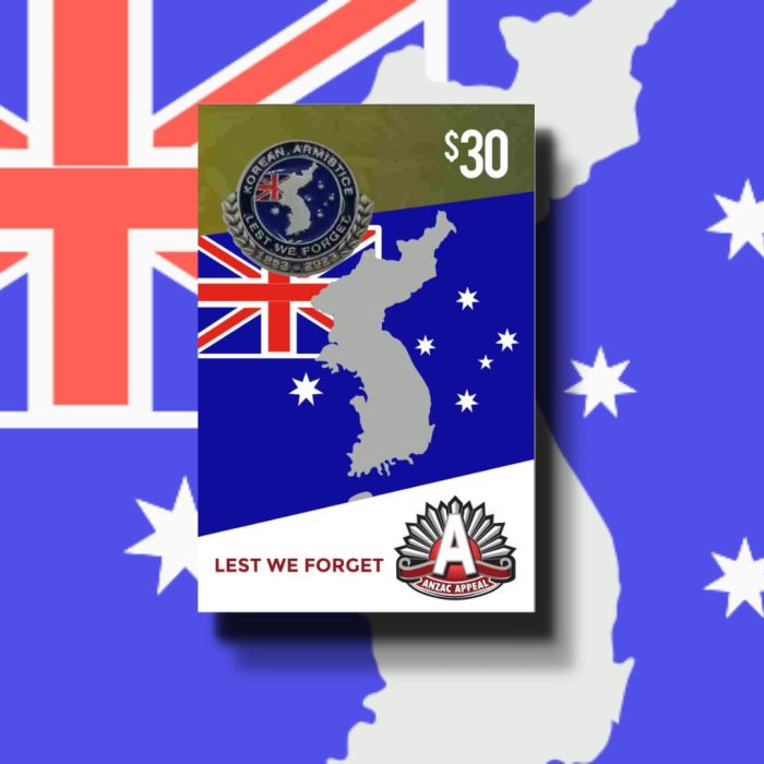 $30 ANZAC Badge Anniversary Korean Armistice